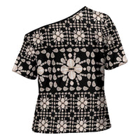 Aloha Hawaii Shell Quilt Cross Shoulder Shirt Seamless Style - Polynesian Pride