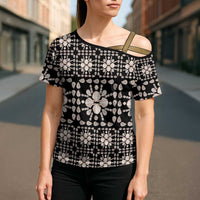 Aloha Hawaii Shell Quilt Cross Shoulder Shirt Seamless Style - Polynesian Pride