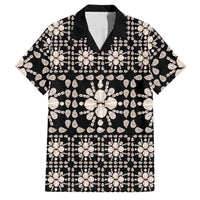 Aloha Hawaii Shell Quilt Family Matching Mermaid Dress and Hawaiian Shirt Seamless Style LT14 Dad's Shirt - Short Sleeve Black - Polynesian Pride