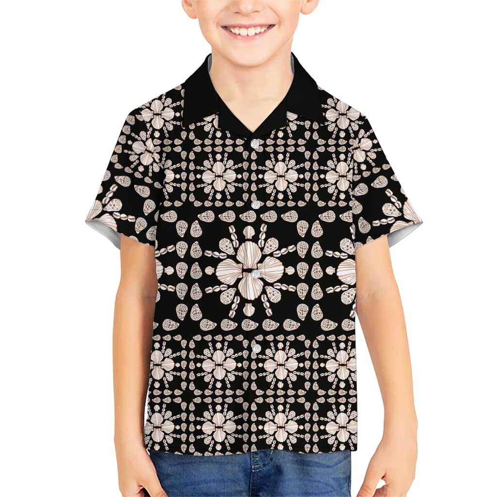 Aloha Hawaii Shell Quilt Family Matching Mermaid Dress and Hawaiian Shirt Seamless Style LT14 Son's Shirt Black - Polynesian Pride