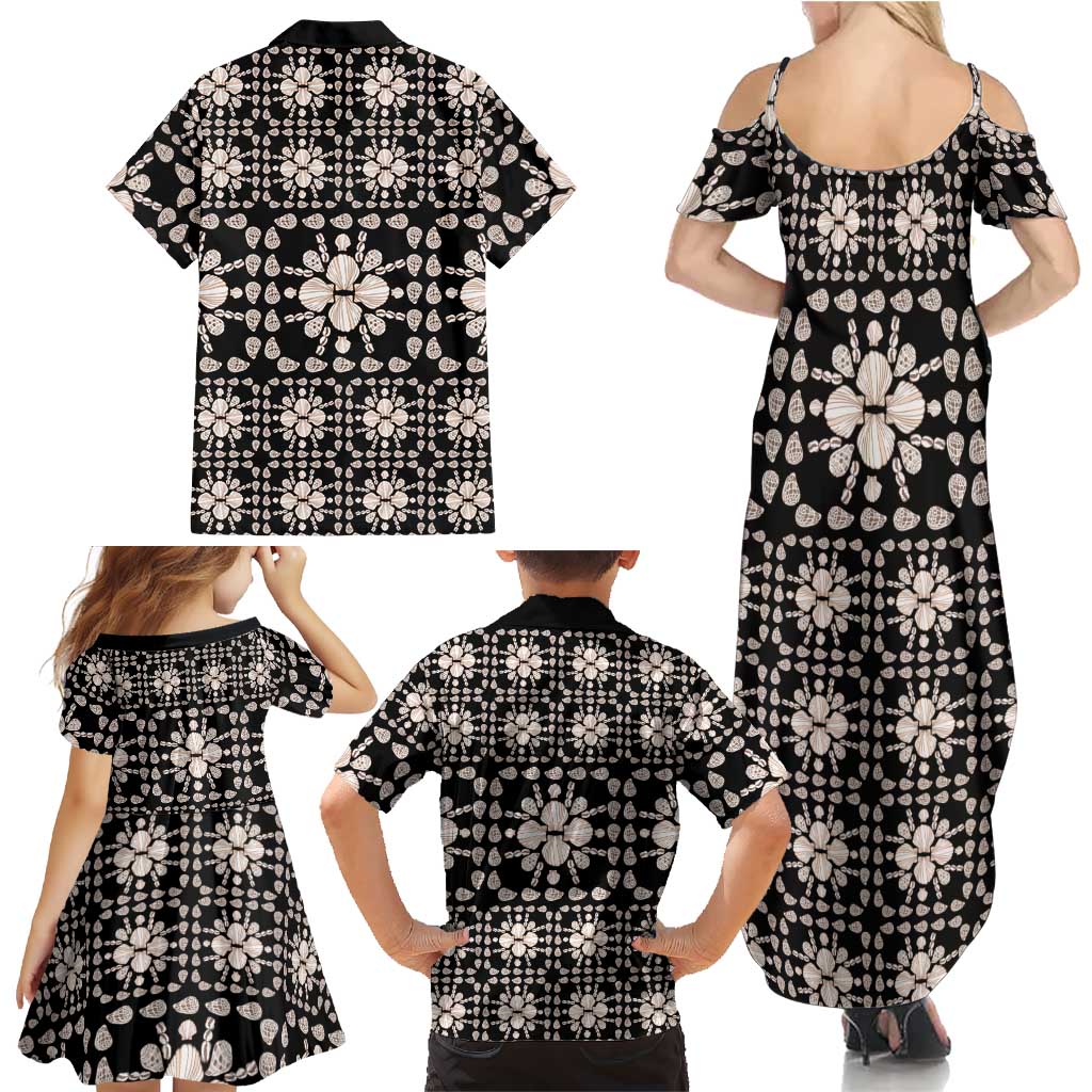 Aloha Hawaii Shell Quilt Family Matching Summer Maxi Dress and Hawaiian Shirt Seamless Style - Polynesian Pride