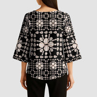 Aloha Hawaii Shell Quilt Kimono Sleeve Blouse Seamless Style LT14 - Polynesian Pride