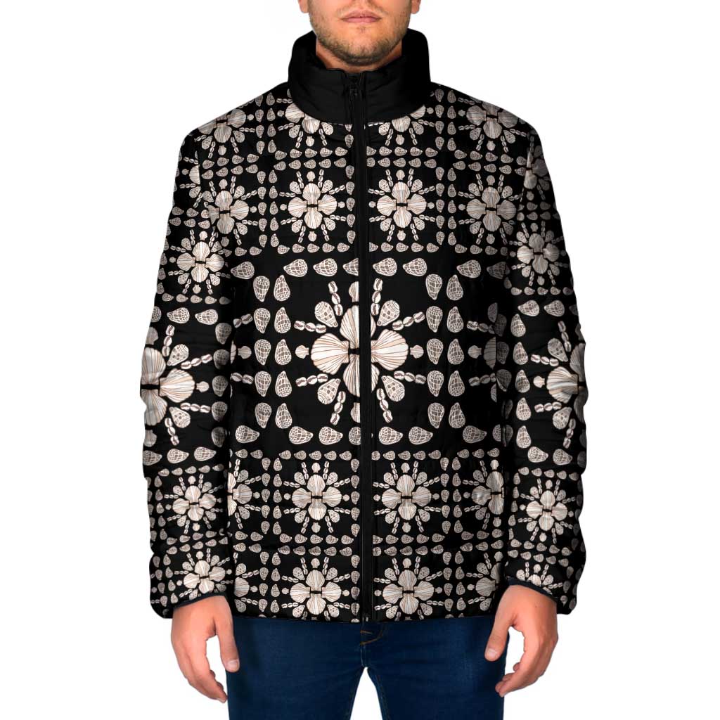 Aloha Hawaii Shell Quilt Padded Jacket Seamless Style LT14 Men Black - Polynesian Pride