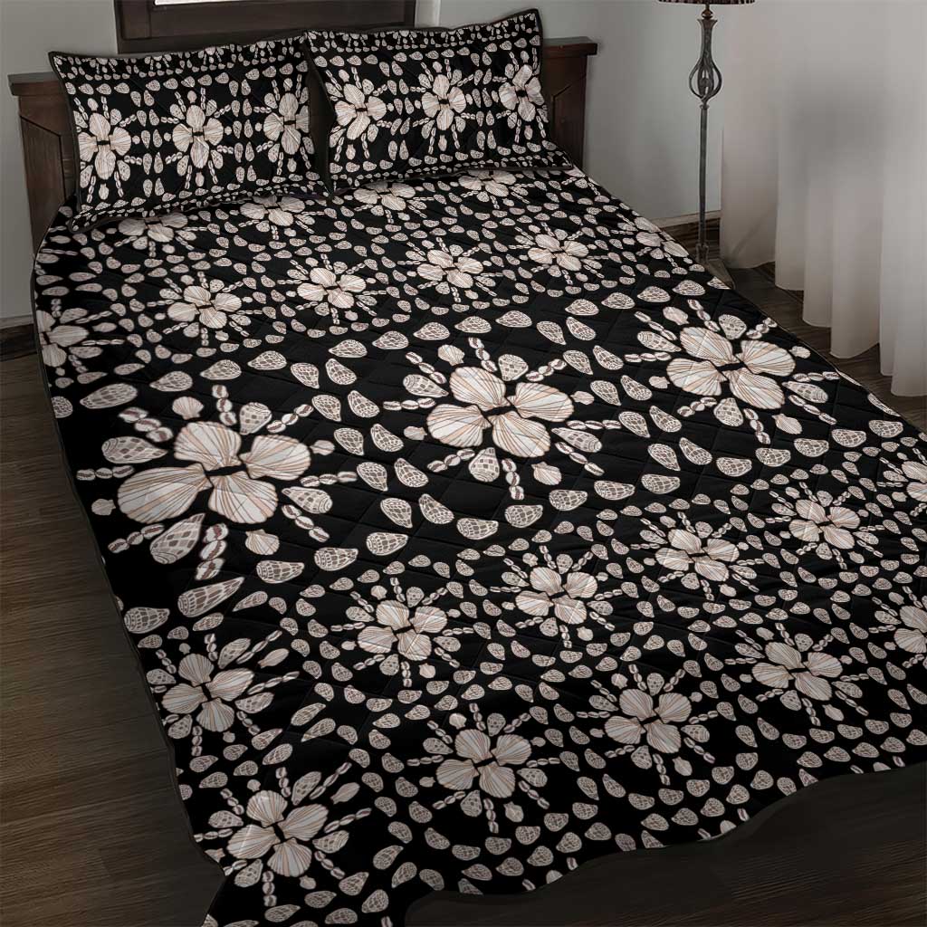 Aloha Hawaii Shell Quilt Quilt Bed Set Seamless Style LT14 Black - Polynesian Pride