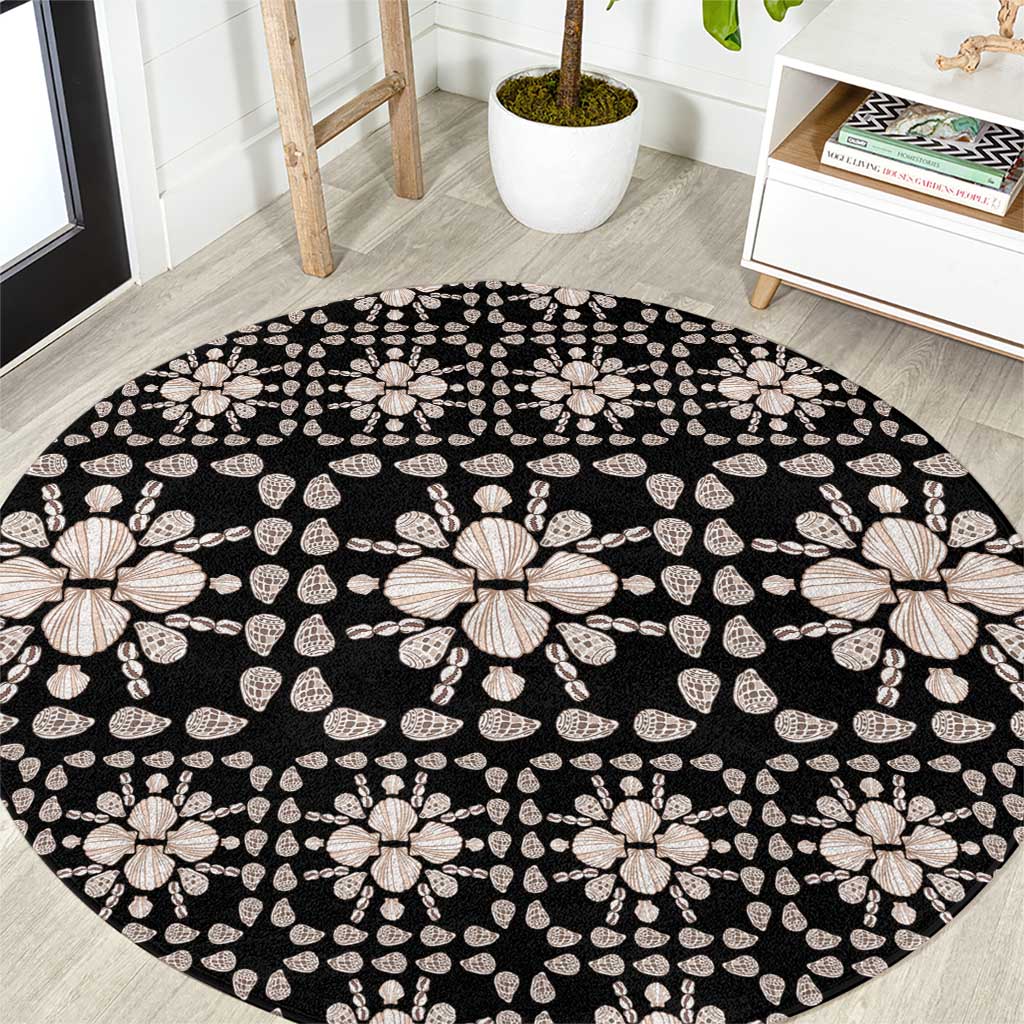 Aloha Hawaii Shell Quilt Round Carpet Seamless Style LT14 Black - Polynesian Pride