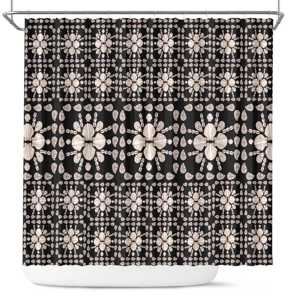 Aloha Hawaii Shell Quilt Shower Curtain Seamless Style LT14 Black - Polynesian Pride