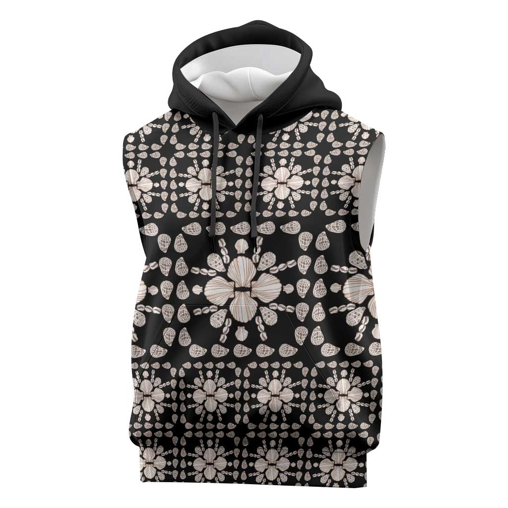 Aloha Hawaii Shell Quilt Sleeveless Hoodie Seamless Style LT14 Black - Polynesian Pride