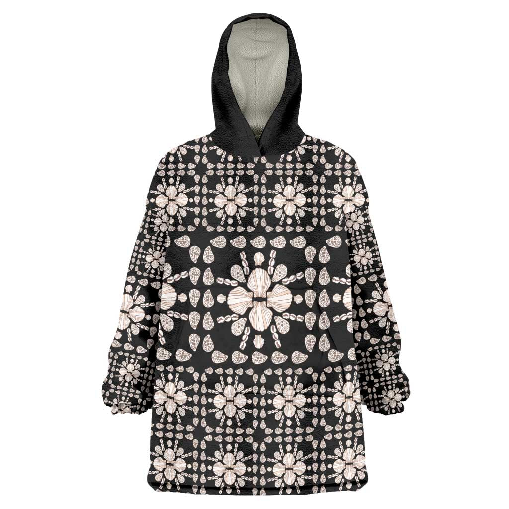 Aloha Hawaii Shell Quilt Wearable Blanket Hoodie Seamless Style LT14 One Size Black - Polynesian Pride