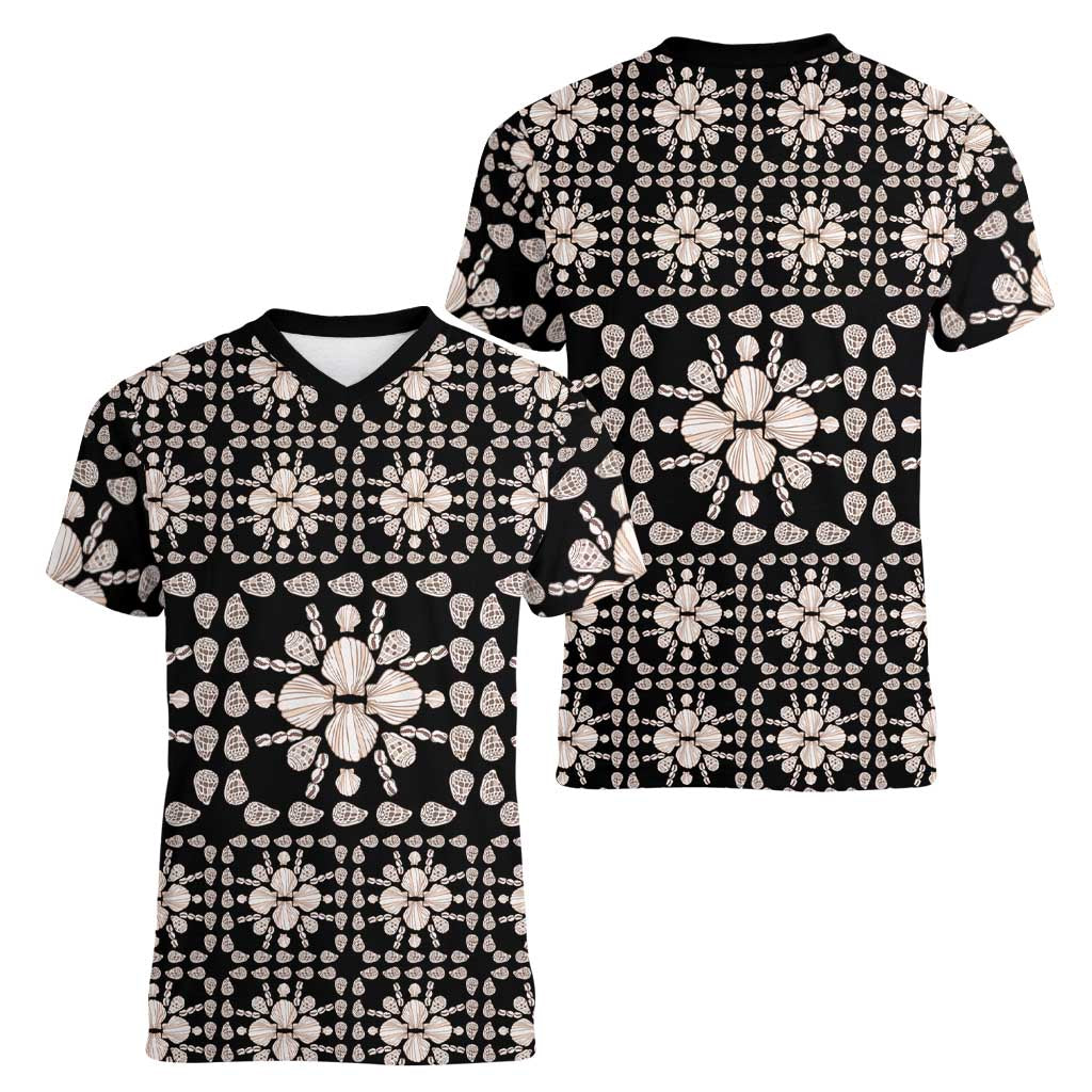 Aloha Hawaii Shell Quilt Women V-Neck T-Shirt Seamless Style LT14 - Polynesian Pride