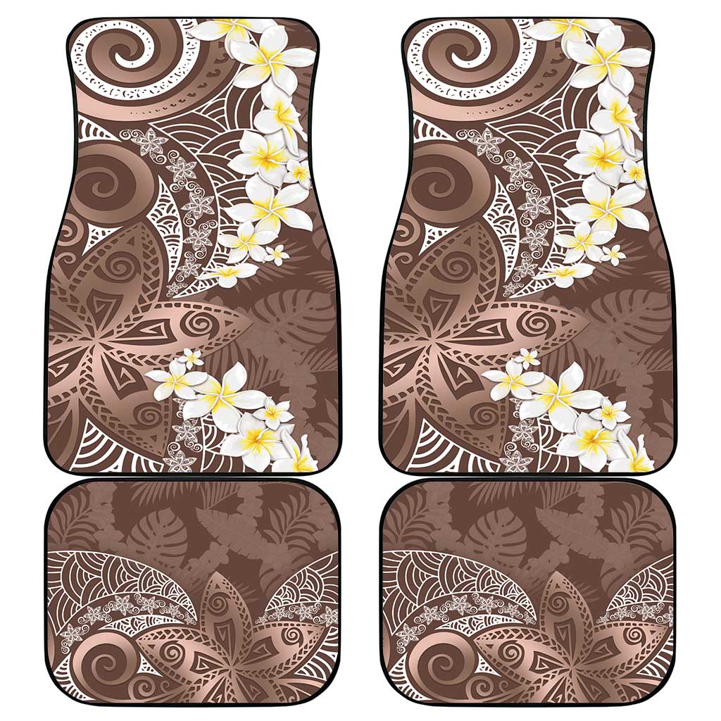 Mocha Mousse Polynesian Tribal Frangipani Tropical Vibe Car Mats
