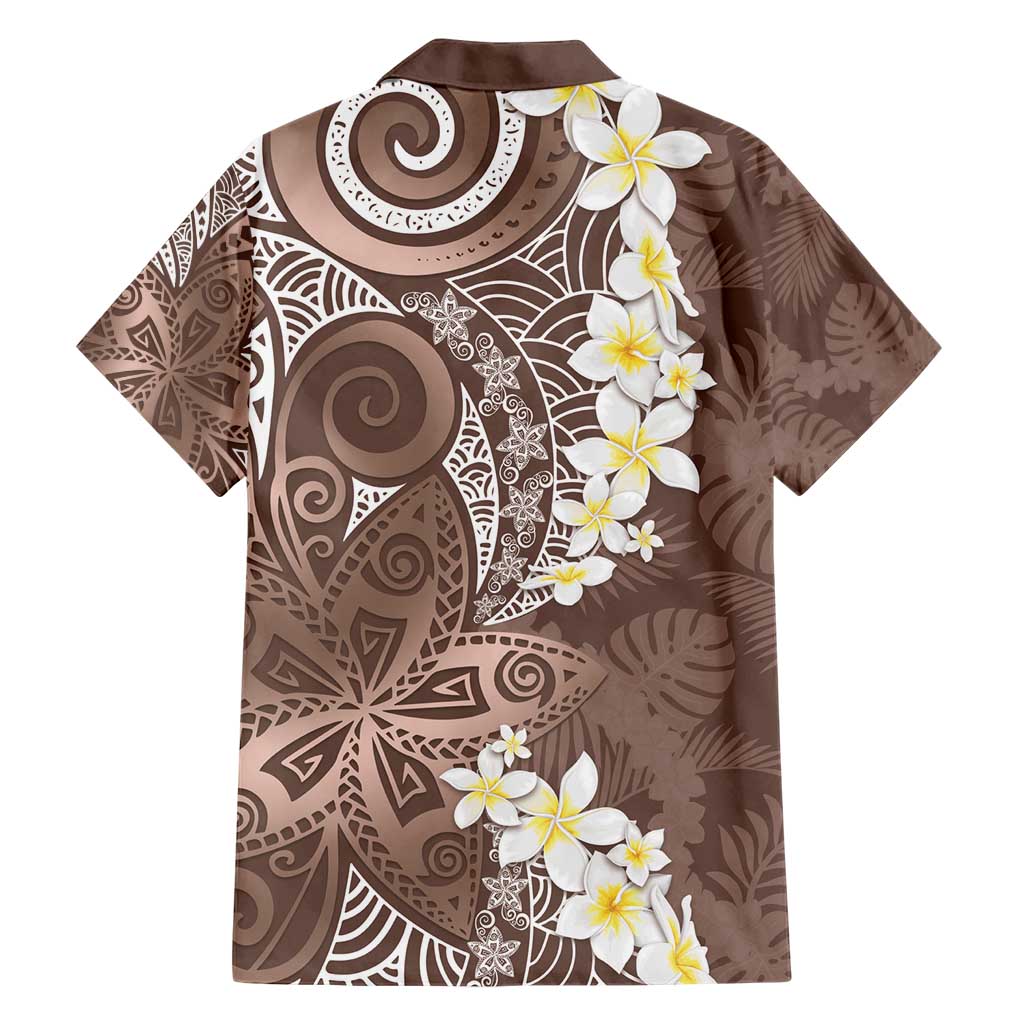 Mocha Mousse Polynesian Tribal Frangipani Tropical Vibe Hawaiian Shirt