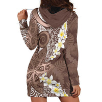 Mocha Mousse Polynesian Tribal Frangipani Tropical Vibe Hoodie Dress