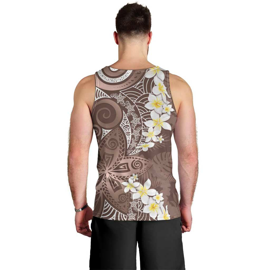 Mocha Mousse Polynesian Tribal Frangipani Tropical Vibe Men Tank Top