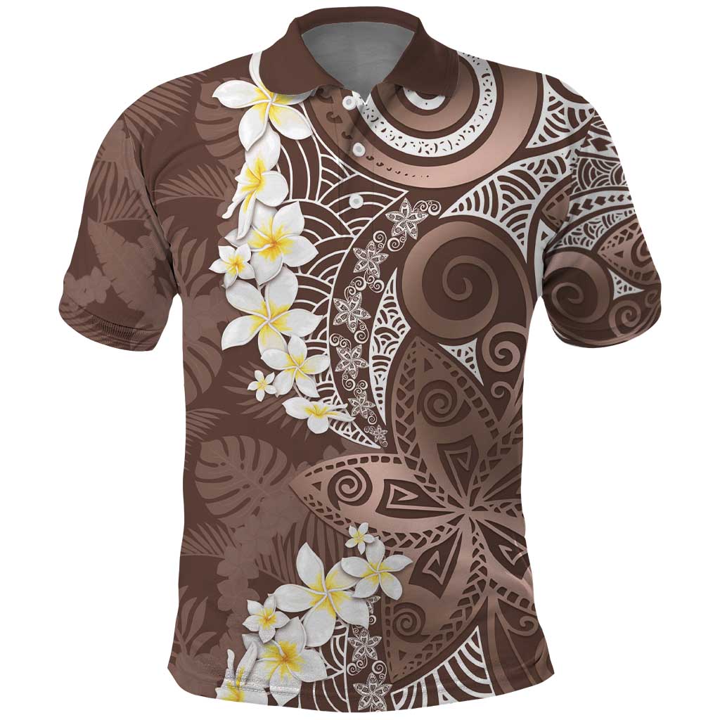 Mocha Mousse Polynesian Tribal Frangipani Tropical Vibe Polo Shirt LT14 Mocha Mousse - Polynesian Pride