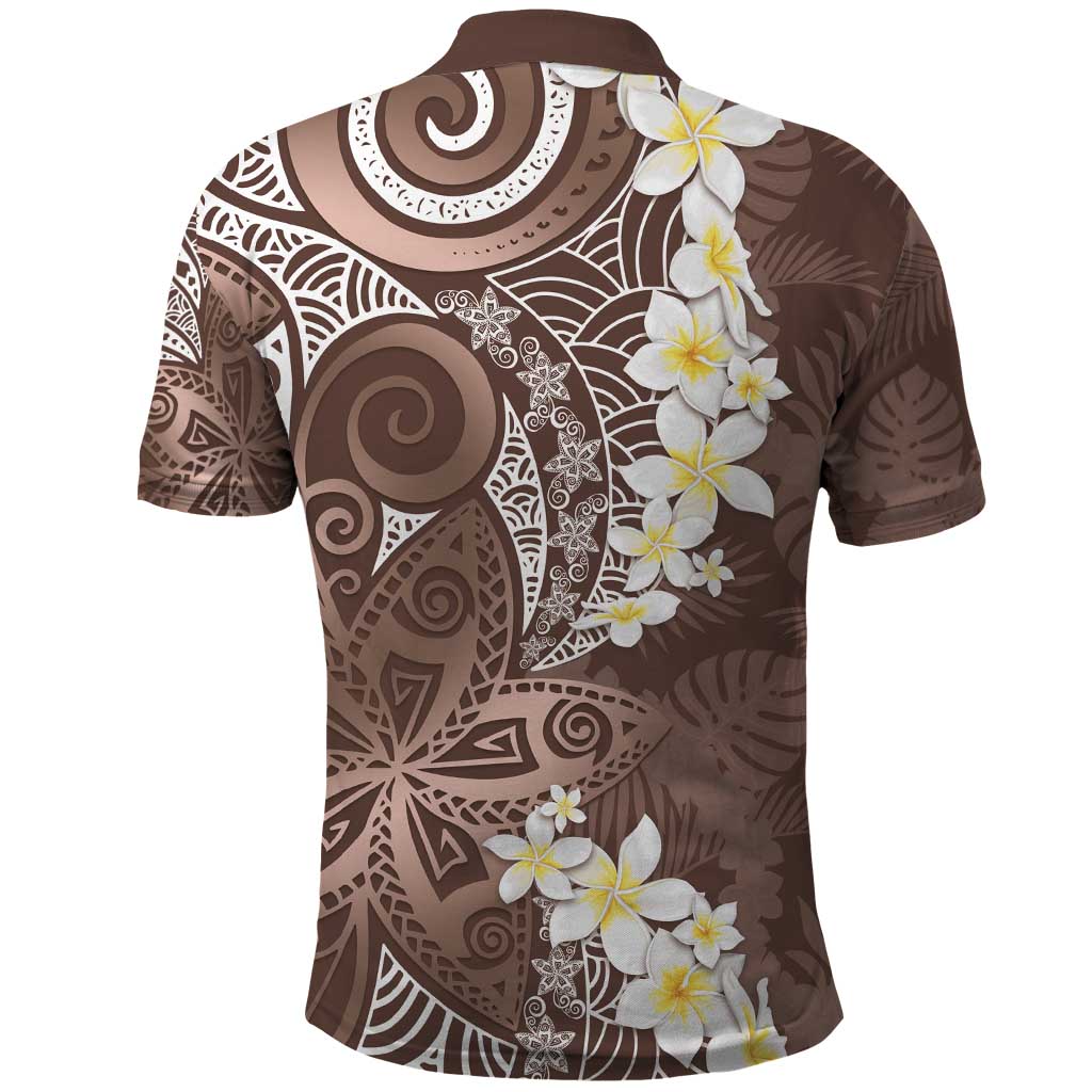 Mocha Mousse Polynesian Tribal Frangipani Tropical Vibe Polo Shirt LT14 - Polynesian Pride