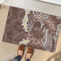 Mocha Mousse Polynesian Tribal Frangipani Tropical Vibe Rubber Doormat LT14 - Polynesian Pride