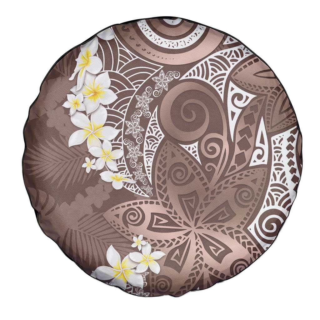 Mocha Mousse Polynesian Tribal Frangipani Tropical Vibe Spare Tire Cover