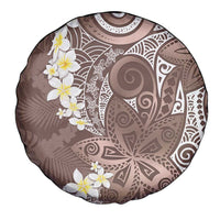 Mocha Mousse Polynesian Tribal Frangipani Tropical Vibe Spare Tire Cover