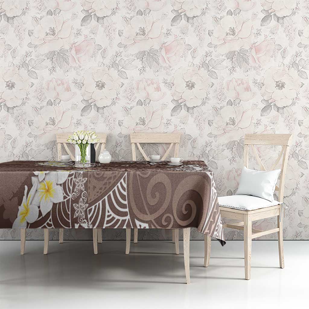 Mocha Mousse Polynesian Tribal Frangipani Tropical Vibe Tablecloth