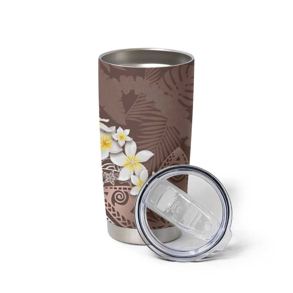 Mocha Mousse Polynesian Tribal Frangipani Tropical Vibe Tumbler Cup