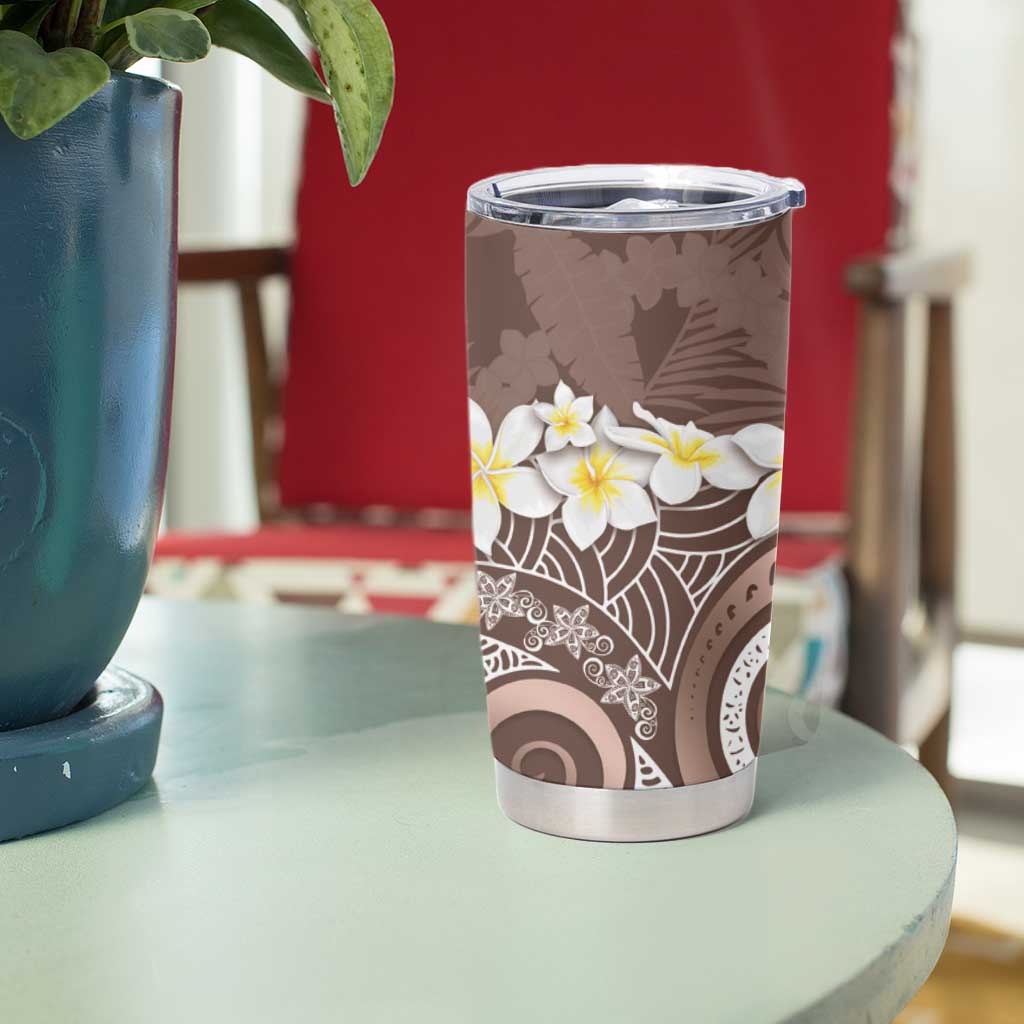 Mocha Mousse Polynesian Tribal Frangipani Tropical Vibe Tumbler Cup