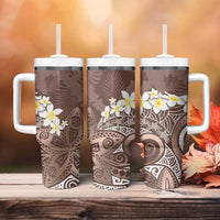 Mocha Mousse Polynesian Tribal Frangipani Tropical Vibe Tumbler With Handle