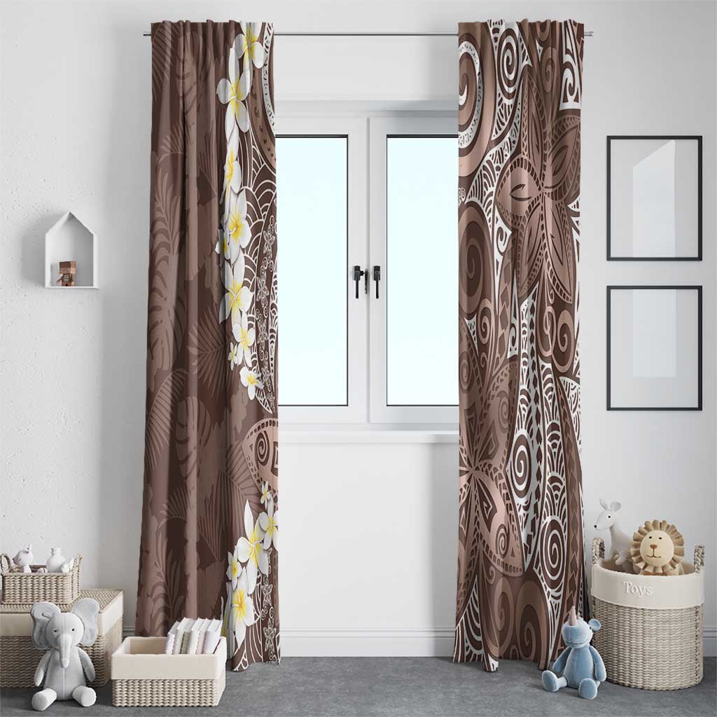 Mocha Mousse Polynesian Tribal Frangipani Tropical Vibe Window Curtain
