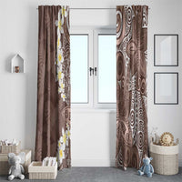 Mocha Mousse Polynesian Tribal Frangipani Tropical Vibe Window Curtain