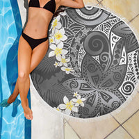 Gray Polynesian Tribal Frangipani Tropical Vibe Beach Blanket