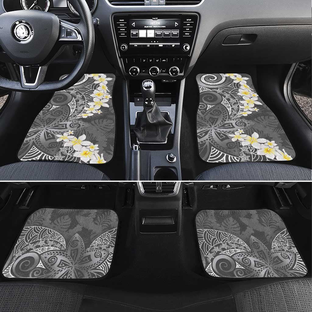 Gray Polynesian Tribal Frangipani Tropical Vibe Car Mats