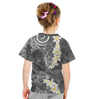 Gray Polynesian Tribal Frangipani Tropical Vibe Kid T Shirt LT14 - Polynesian Pride