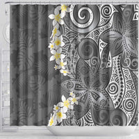 Gray Polynesian Tribal Frangipani Tropical Vibe Shower Curtain