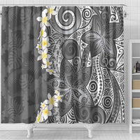 Gray Polynesian Tribal Frangipani Tropical Vibe Shower Curtain