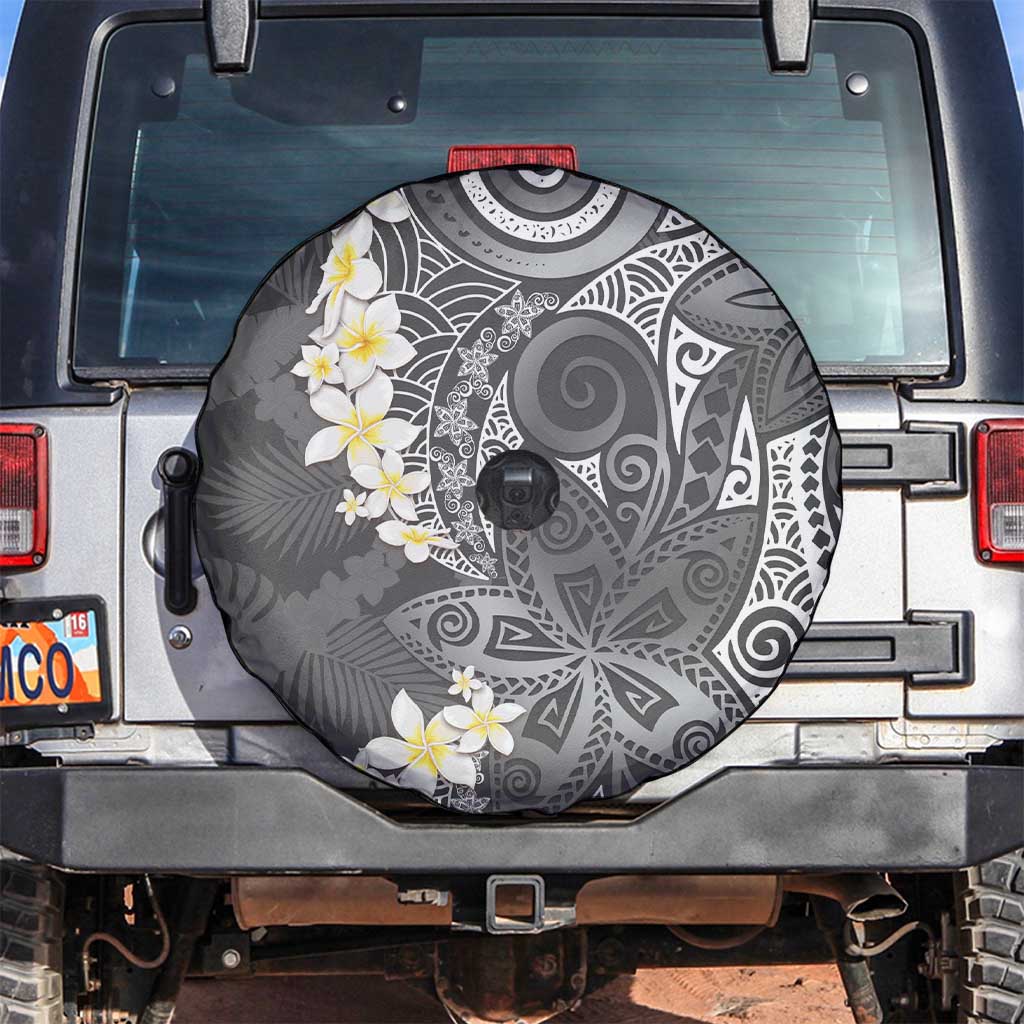 Gray Polynesian Tribal Frangipani Tropical Vibe Spare Tire Cover LT14 Gray - Polynesian Pride