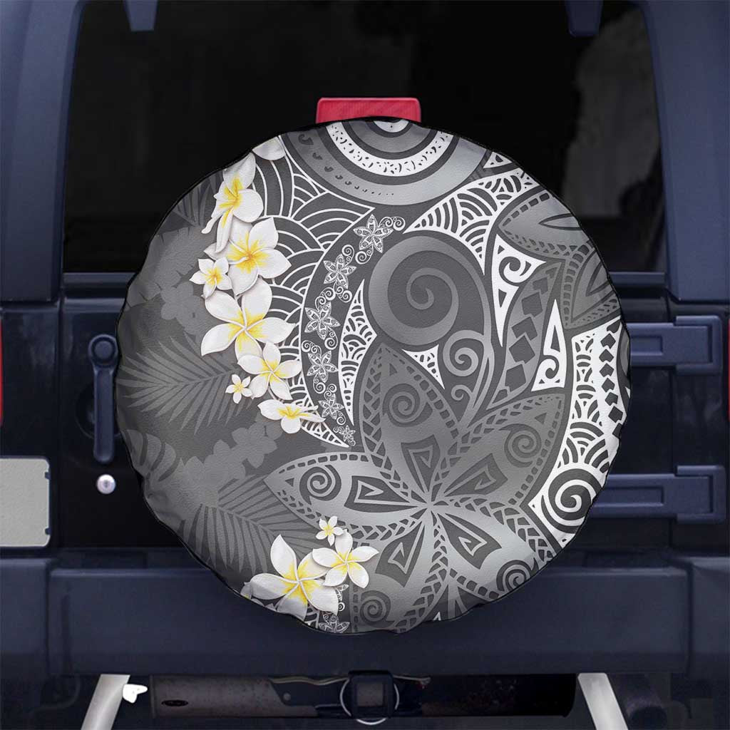 Gray Polynesian Tribal Frangipani Tropical Vibe Spare Tire Cover LT14 No hole Gray - Polynesian Pride