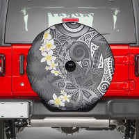 Gray Polynesian Tribal Frangipani Tropical Vibe Spare Tire Cover LT14 - Polynesian Pride
