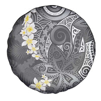 Gray Polynesian Tribal Frangipani Tropical Vibe Spare Tire Cover LT14 - Polynesian Pride