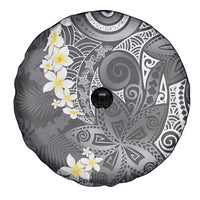 Gray Polynesian Tribal Frangipani Tropical Vibe Spare Tire Cover LT14 - Polynesian Pride