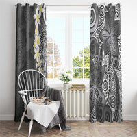 Gray Polynesian Tribal Frangipani Tropical Vibe Window Curtain