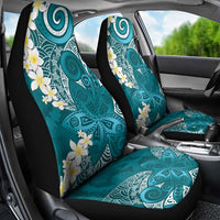 Cyan Polynesian Tribal Frangipani Tropical Vibe Car Seat Cover