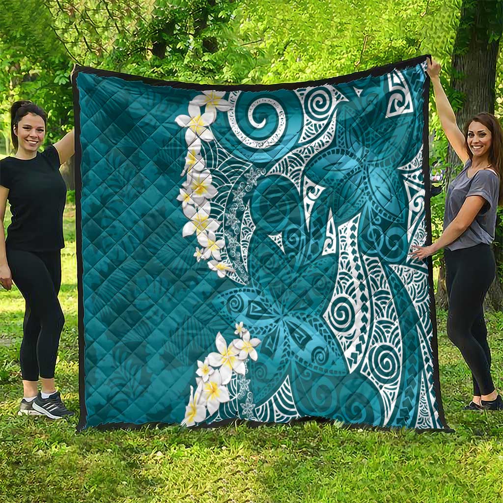 Cyan Polynesian Tribal Frangipani Tropical Vibe Quilt LT14 - Polynesian Pride