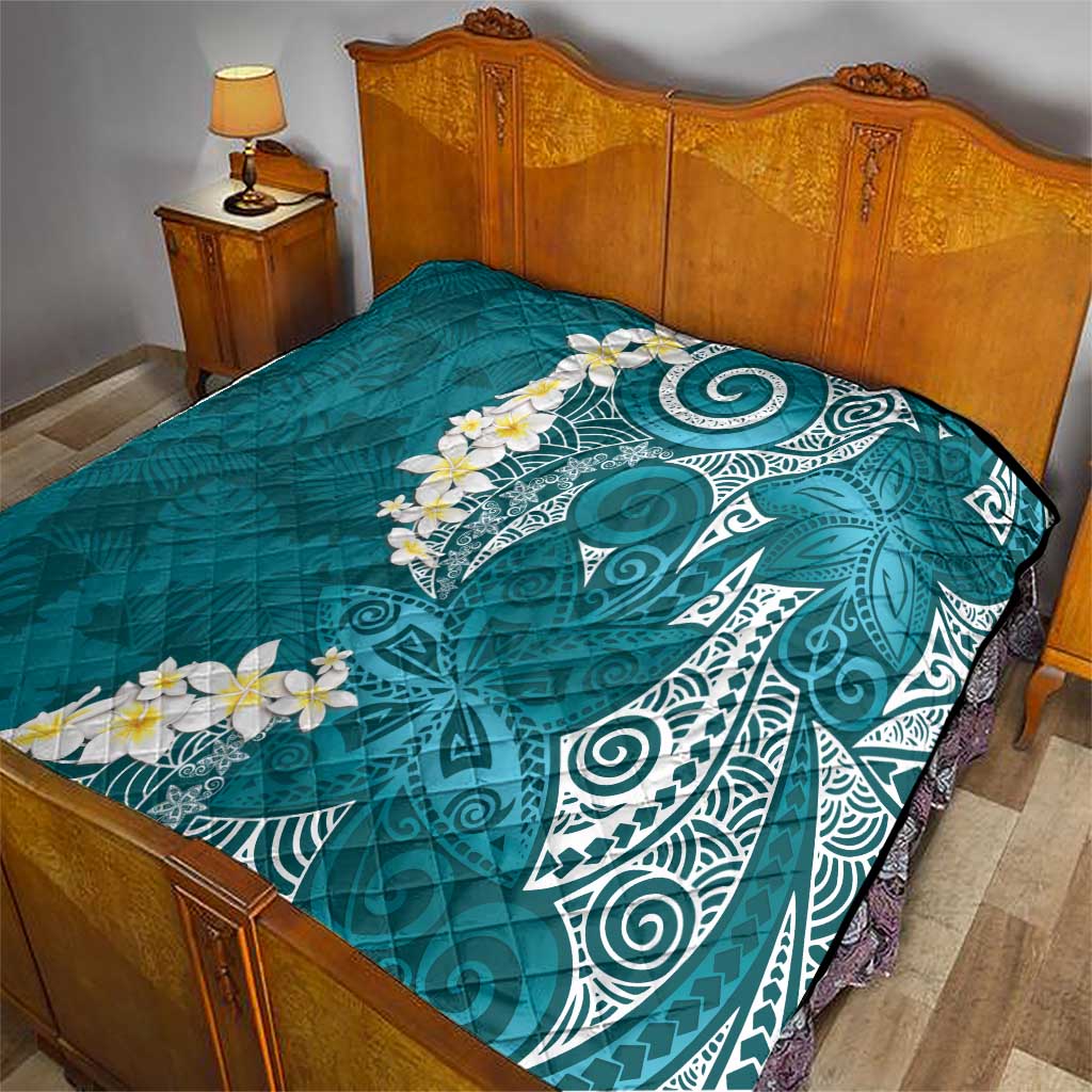 Cyan Polynesian Tribal Frangipani Tropical Vibe Quilt LT14 - Polynesian Pride