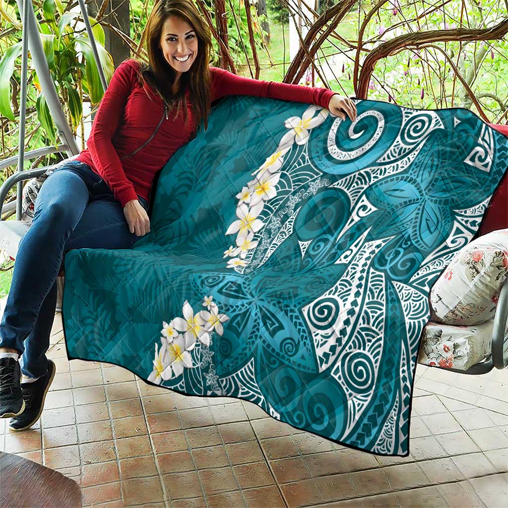 Cyan Polynesian Tribal Frangipani Tropical Vibe Quilt LT14 - Polynesian Pride
