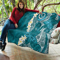 Cyan Polynesian Tribal Frangipani Tropical Vibe Quilt LT14 - Polynesian Pride