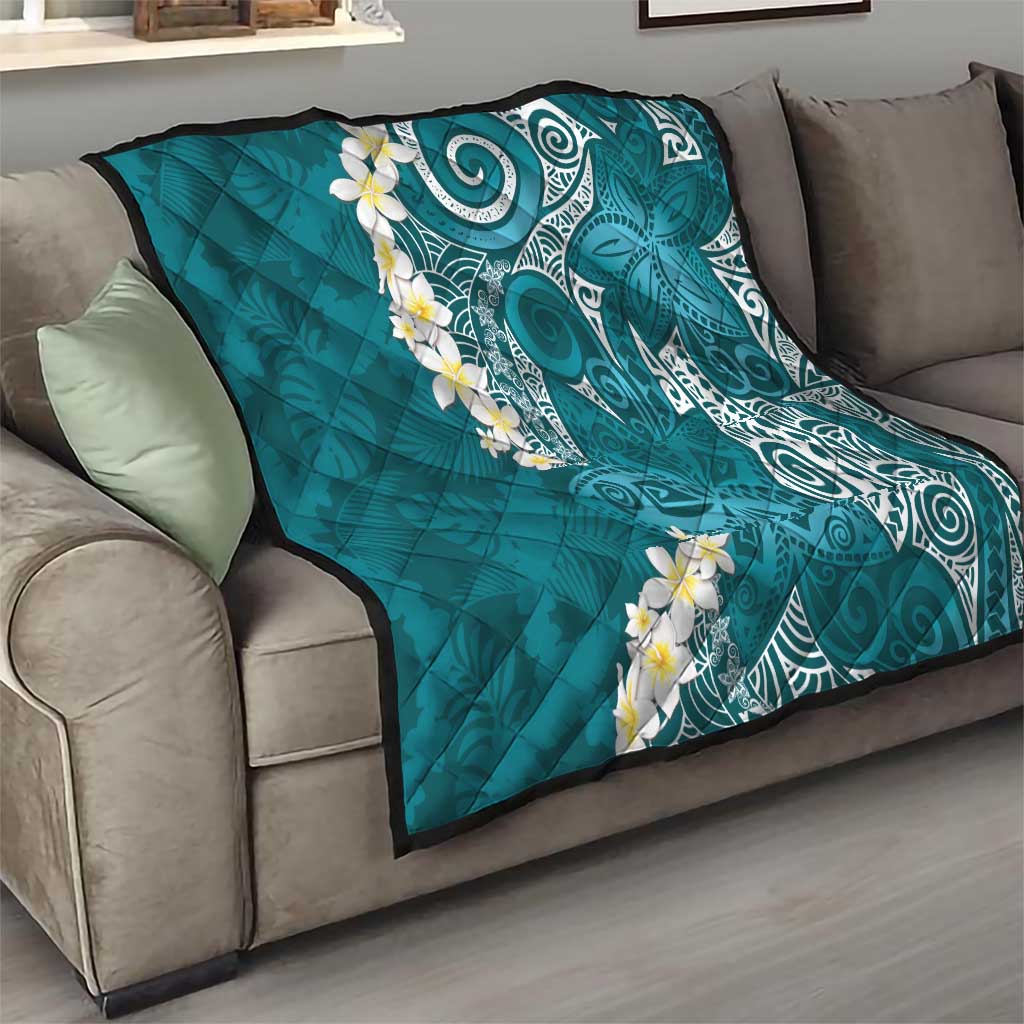 Cyan Polynesian Tribal Frangipani Tropical Vibe Quilt LT14 - Polynesian Pride