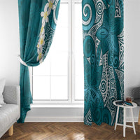 Cyan Polynesian Tribal Frangipani Tropical Vibe Window Curtain LT14 - Polynesian Pride