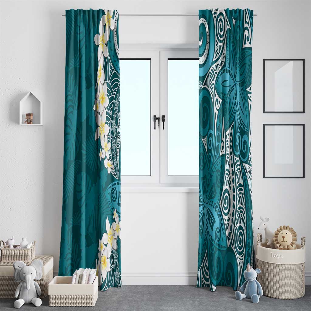 Cyan Polynesian Tribal Frangipani Tropical Vibe Window Curtain LT14 - Polynesian Pride