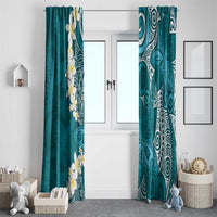 Cyan Polynesian Tribal Frangipani Tropical Vibe Window Curtain LT14 - Polynesian Pride