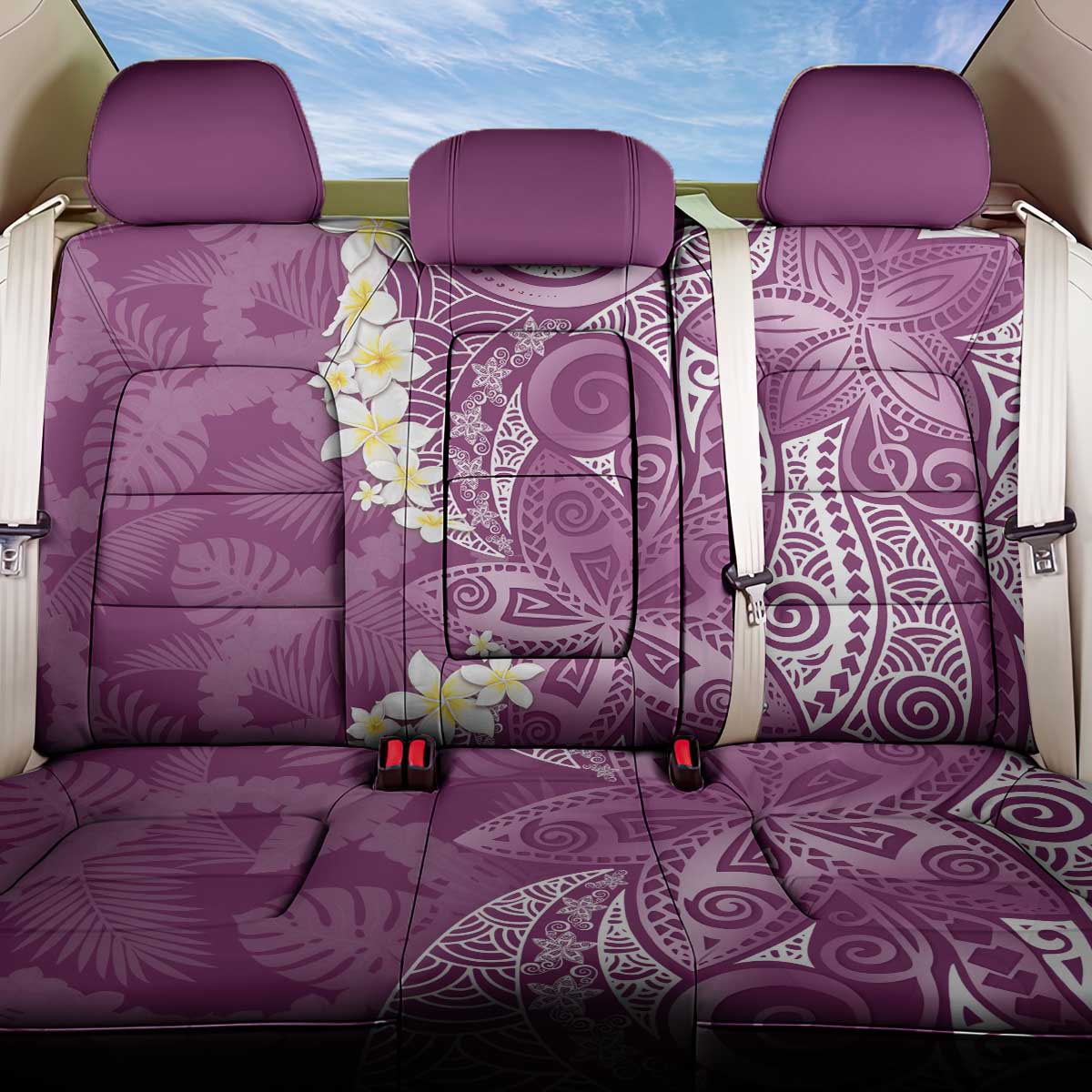 Pink Polynesian Tribal Frangipani Tropical Vibe Back Car Seat Cover