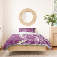 Pink Polynesian Tribal Frangipani Tropical Vibe Bedding Set